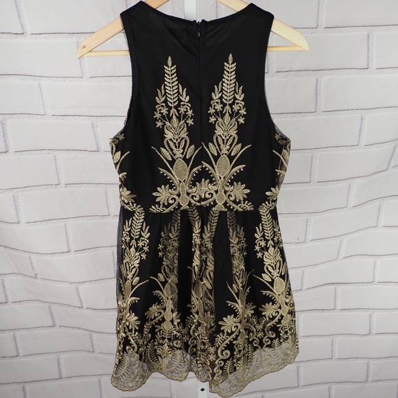 Altar’d state M black gold embroidered FNF dress - Picture 4 of 16